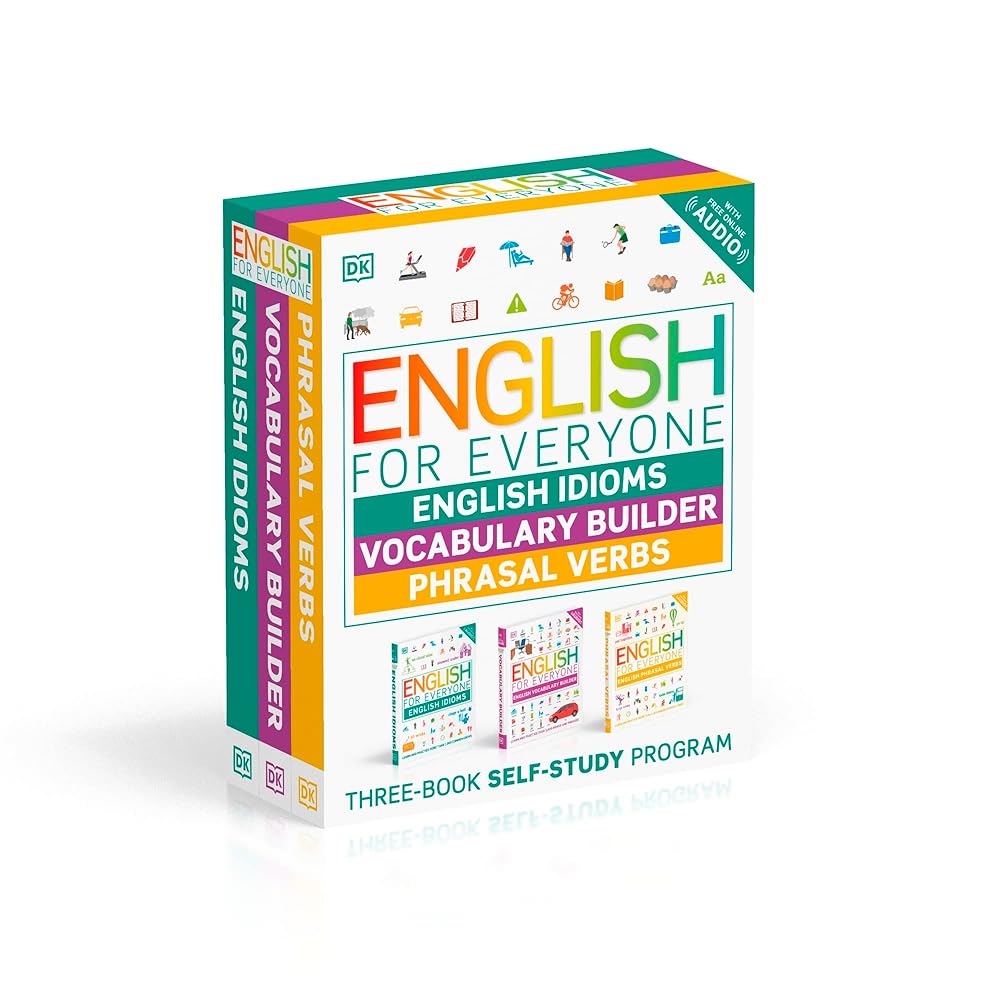 English for Everyone English Idioms, Vocabulary Builder, Phrasal Verbs 3 Book Box Set (DK English for Everyone) cover image