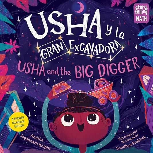 Usha y la Gran Excavadora / Usha and the Big Digger (Storytelling Math) cover image